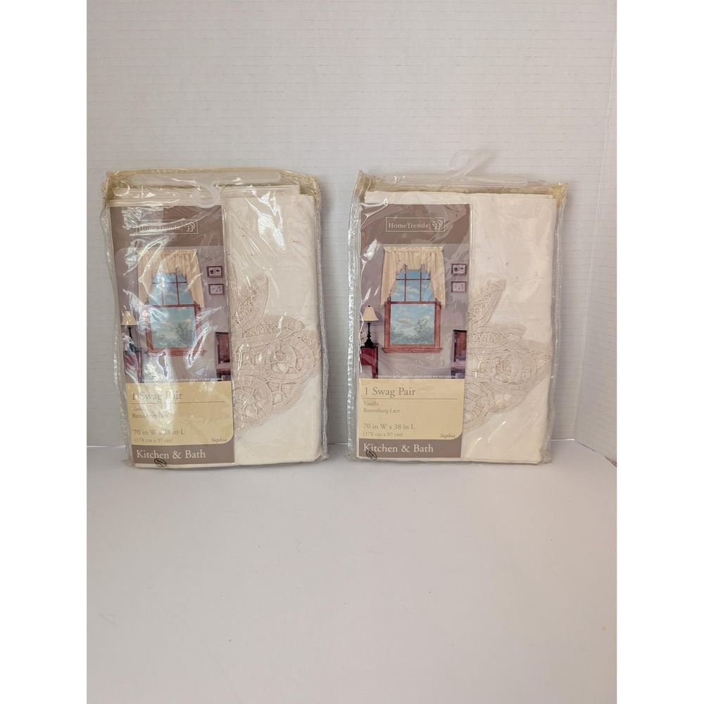 Vintage HomeTrends Sophia lace swag pair of curtains 100% cotton 70x38